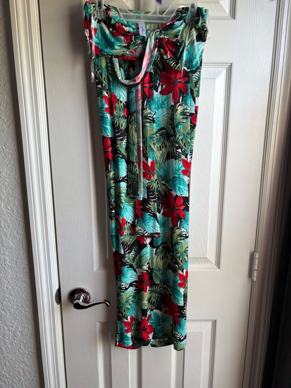 Tropical Floral Maxi Skirt Set  in Teal and Red